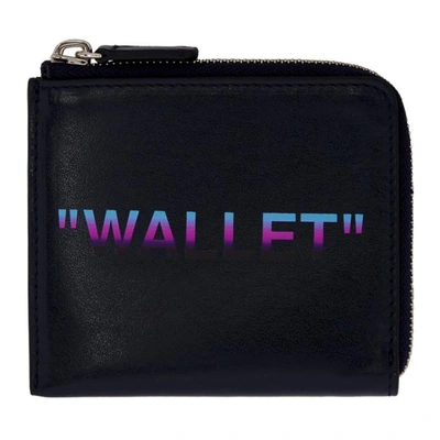 Off-white Blue Quote Zip Wallet In Dk Blue