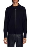 Sandro Trucker Wool Blend Cardigan In Black