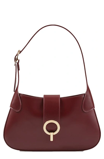 Sandro Sweet Janet Leather Shoulder Bag In Bordeaux