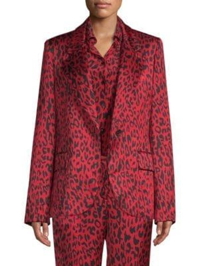 Robert Rodriguez Leopard Blazer In Red Leopard
