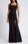 Love, Nickie Lew Corset Sleeveless Ruched Gown In Black
