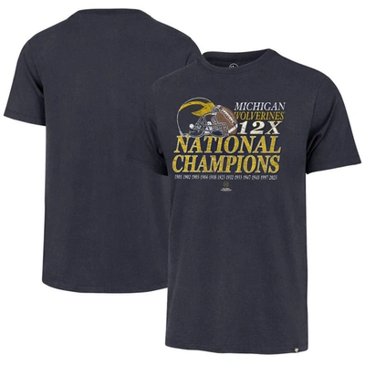 47 ' Navy Michigan Wolverines 12-time Football National Champions Franklin T-shirt