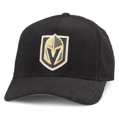 American Needle Black Vegas Golden Knights Corduroy Chain Stitch Adjustable Hat