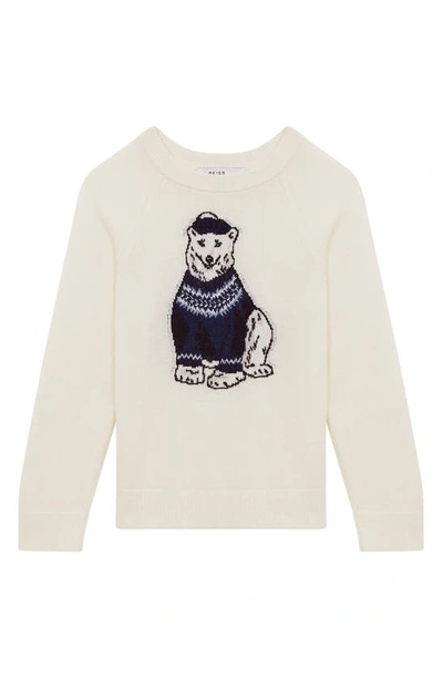 Reiss Kids' Osburn Jr. Polar Bear Crewneck Sweater In Ecru