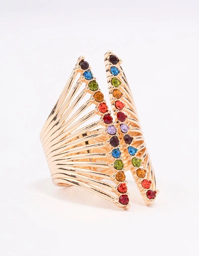 Lovisa Gold Ribbed Cage Cocktail Ring