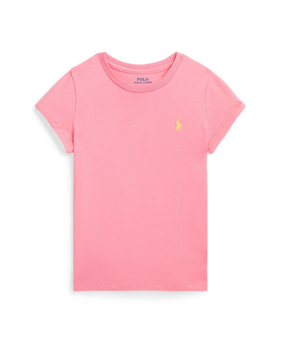 Polo Ralph Lauren Kids' Toddler And Little Girls Cotton Jersey T-shirt In Florida Pink With Oasis Yellow