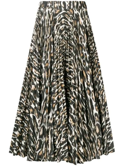 Calvin Klein 205w39nyc Leopard-print Full-circle Pleated Calf-length Skirt, Leopard In Brown
