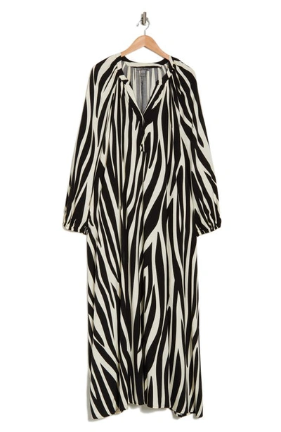 By Design Lauren Printed Long Sleeve Maxi Dress In Contrast