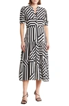 By Design Grace Button Front Midi Dress In Geo Stripe