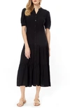 By Design Grace Button Front Midi Dress In Black