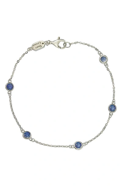 Suzy Levian Sterling Silver Blue Sapphire 5-stone Station Necklace