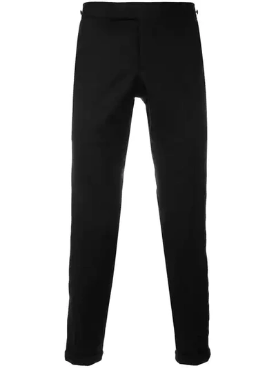 Thom Browne Seamed Elastic Stripe Skinny Wool Trouser In Black
