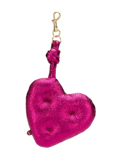 Anya Hindmarch Chubby Heart Leather Charm In Pink