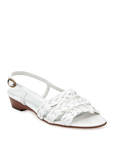 Sesto Meucci Ginny Woven Leather Slingback Sandals, White