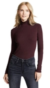 3x1 Ribbed Lettuce-edge Turtleneck Sweater In Currant