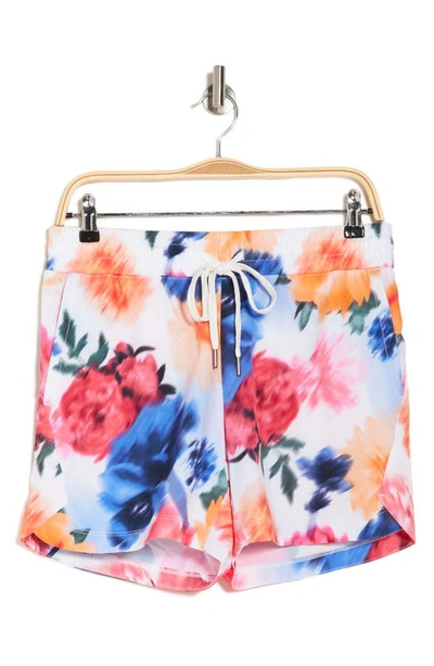 Marika Libby Athletic Shorts In Ocean Wave Blurred Flora