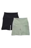 Yogalicious Lux Tribeca 2-piece Bike Shorts Set In Lily Pad/ Black