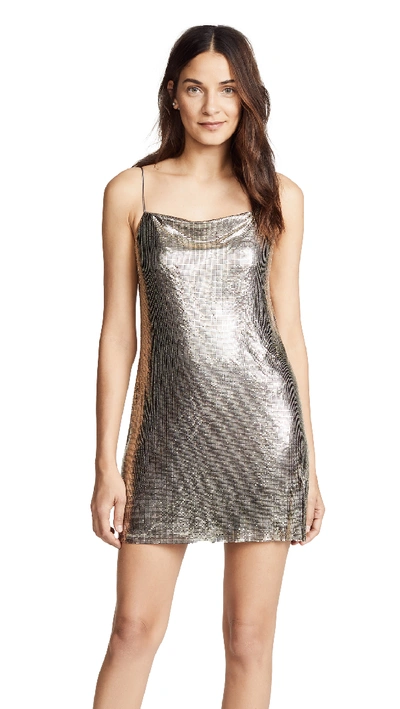 Alice And Olivia Alice + Olivia Harmony Chain Mail Slip Dress In Antique Silver