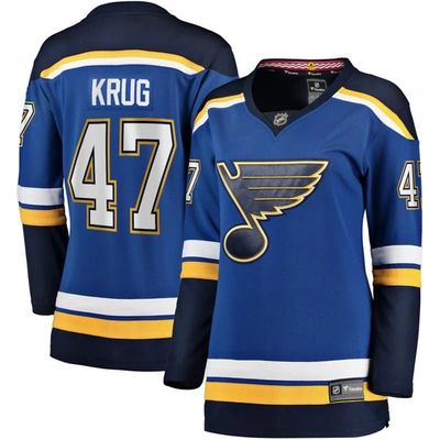 Fanatics Branded Torey Krug Blue St. Louis Blues Breakaway Player Jersey