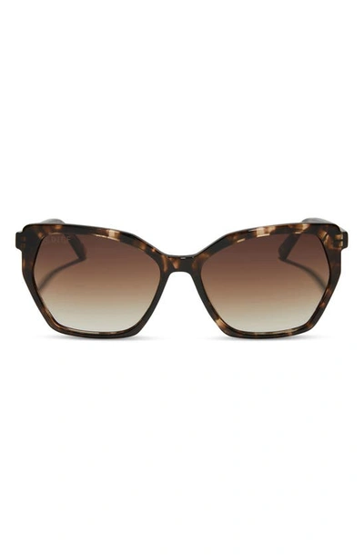 Diff Vera 55mm Gradient Polarized Square Sunglasses In Brown Gradient