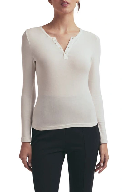 Favorite Daughter The Long Sleeve Rib Henley In White