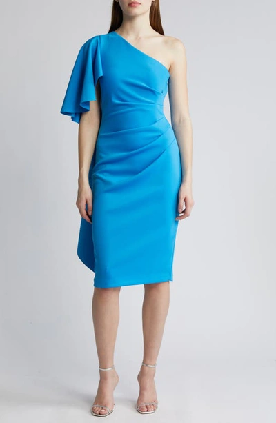 blue halo dress Black Odella One-shoulder Sheath Cocktail In Cerulean Color:coffee bean Made in the USA. Everyday Glam Mini Baby Blue Long