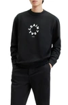 Allsaints Tierra Logotype Graphic Sweatshirt In Jet Black