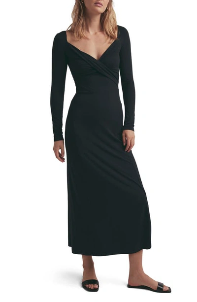 Favorite Daughter The Rosie Long Sleeve Midi Dress In Black