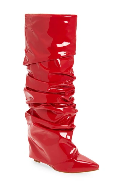 Azalea Wang Sif Slouchy Knee High Boot In Red