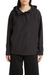 Eileen Fisher Hooded Cotton Blend Jacket In Black