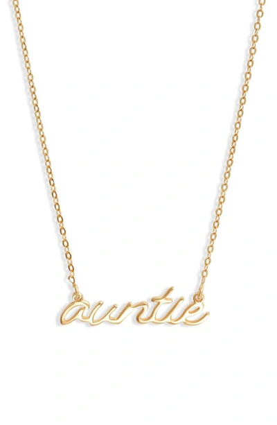 Argento Vivo Sterling Silver Auntie Pendant Necklace In Gold