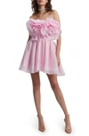 Bardot Fleurette Flower Minidress In Lili Pink