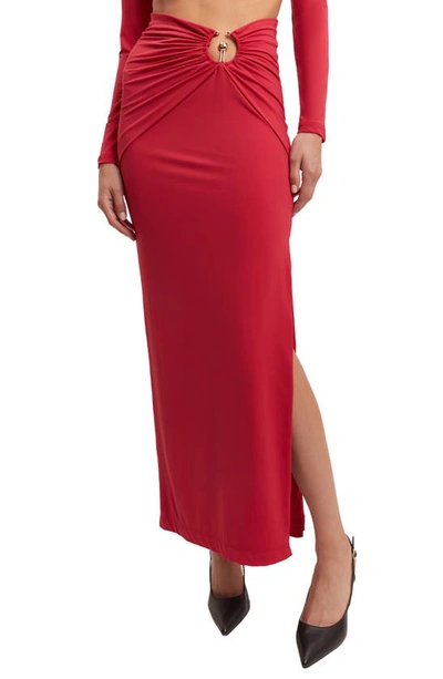 Bardot Neve Cuotut Maxi Skirt In Deep Red