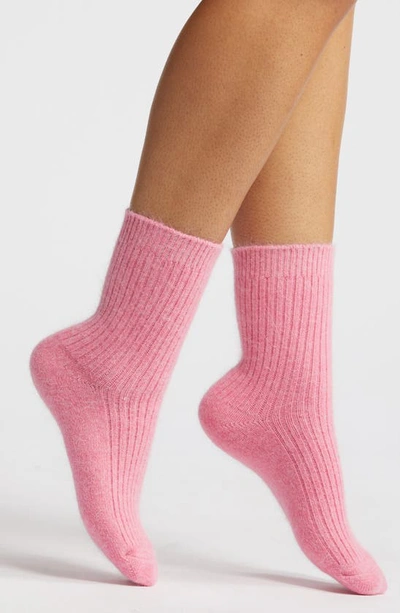 High Heel Jungle Cashmere Blend Crew Socks In Medium Pink