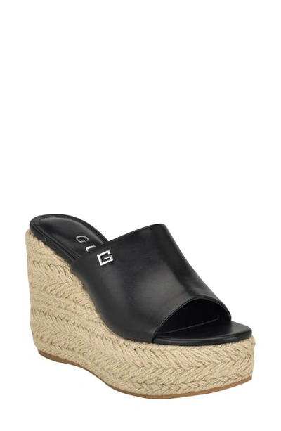 Guess Evba Espadrille Platform Wedge Sandal In Black