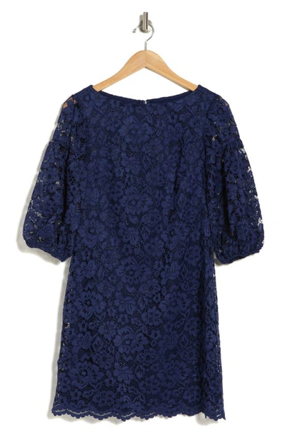 Vince Camuto Bubble Sleeve Lace Shift Dress In Blue