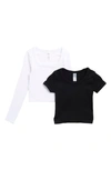 90 Degree By Reflex Kids' Assorted 2-pack Tops In Black/ White