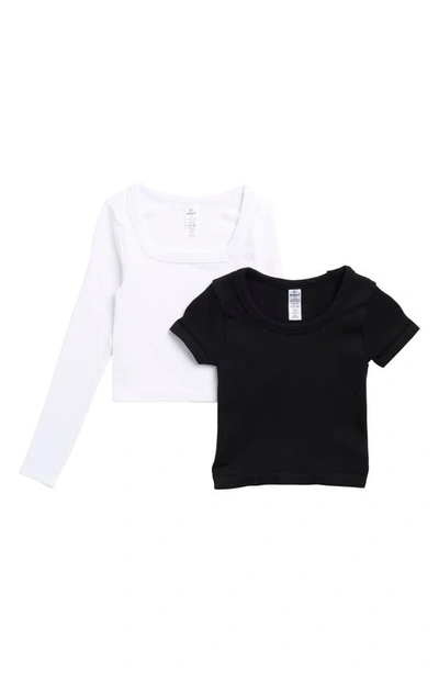 90 Degree By Reflex Kids' Assorted 2-pack Tops In Black/ White