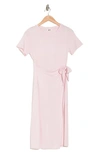 West Kei Short Sleeve Tie Waist T-shirt Dress In Pink