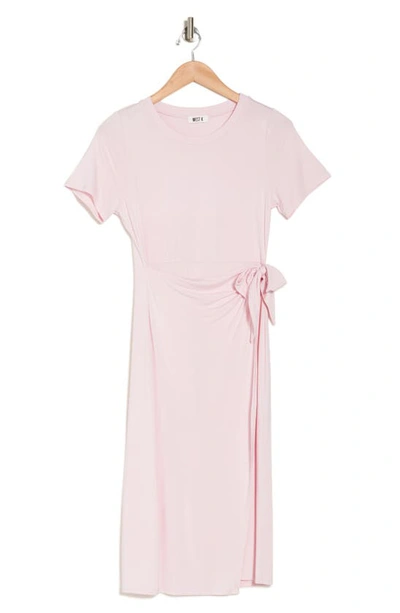 West Kei Short Sleeve Tie Waist T-shirt Dress In Light Pink