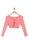 Alice And Olivia Sharee Crop Tie Front Blouse In Rose