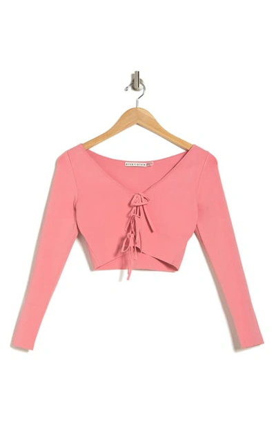 Alice And Olivia Sharee Crop Tie Front Blouse In Pink