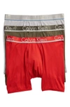 Calvin Klein 3-pack Comfort Microfiber Boxer Briefs In Manic Red/ Monument/ Forest