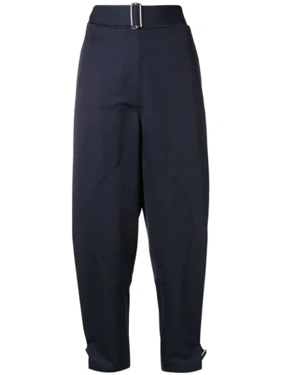 Jw Anderson Women's Navy Fold Front Utility Trousers In Blue