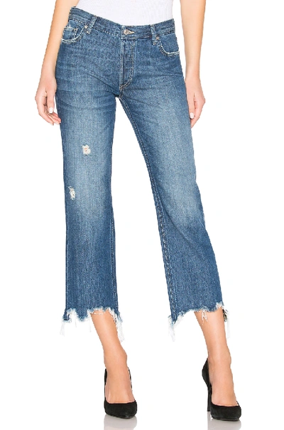 Free People Maggie Ripped Crop Straight Leg Jeans In Dark Denim