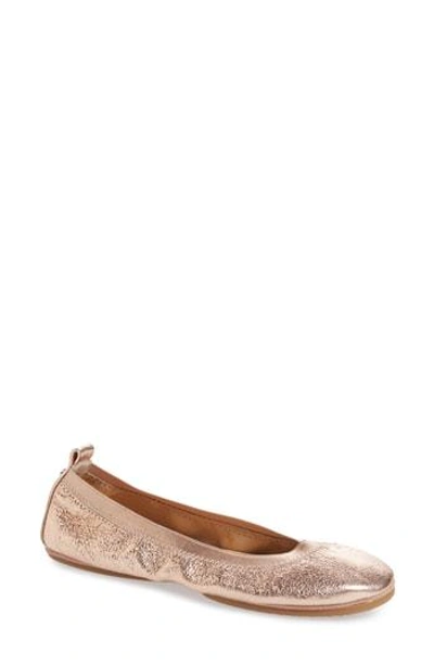 Yosi Samra Samara Foldable Ballet Flat In Rose Gold Leather