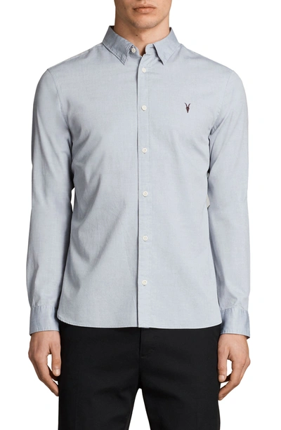 Allsaints Redondo Slim-fit Cotton Shirt In Light Grey