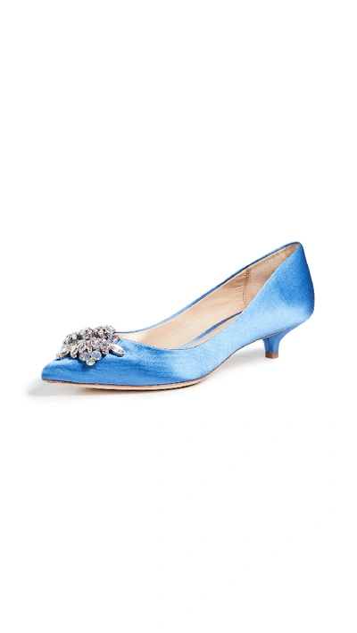 Badgley Mischka Vail Embellished Kitten Heel Pump In Sky Blue