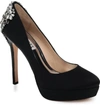 Badgley Mischka Women's Viola Almond Toe Embellished Satin Platform High-heel Pumps In Black