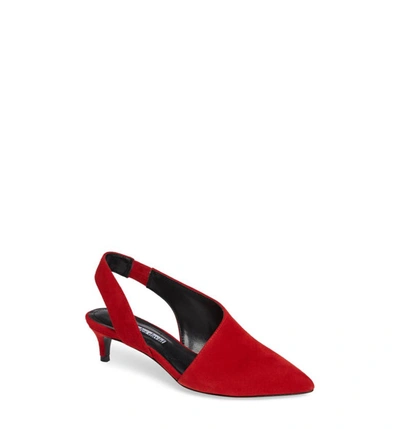Charles David Women's Picasso Pointed Toe Suede Kitten-heel Slingback Mules In Red Suede
